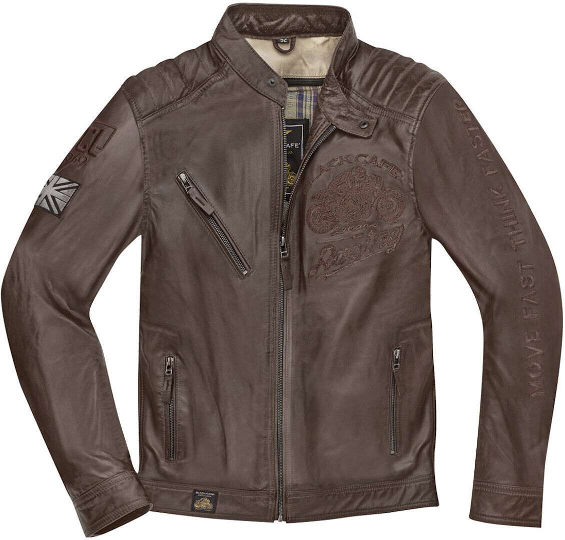 Black-Cafe London Tokio Veste en cuir de moto Brun 48