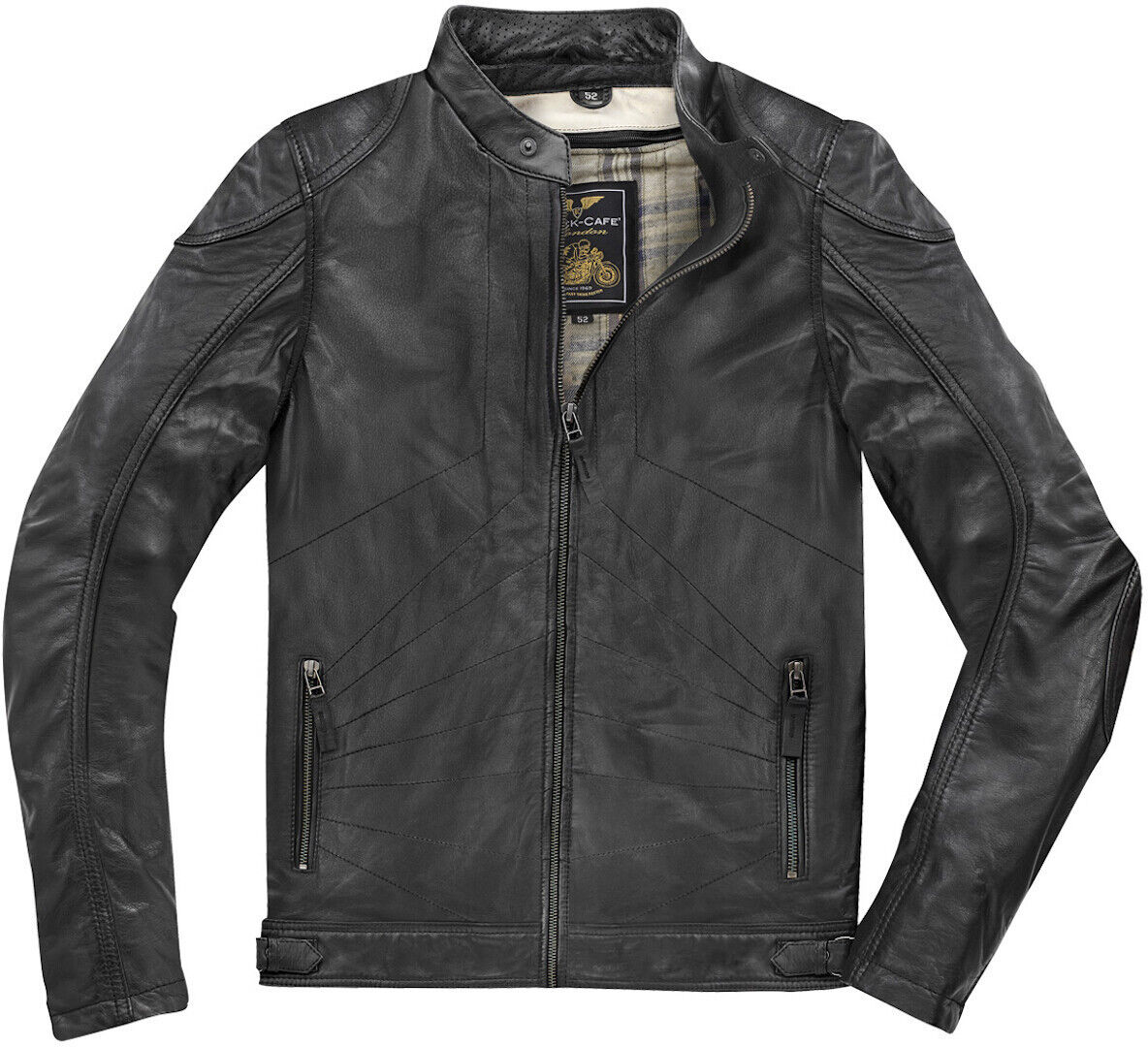 Black-Cafe London Atlanta Veste en cuir de moto Noir 48