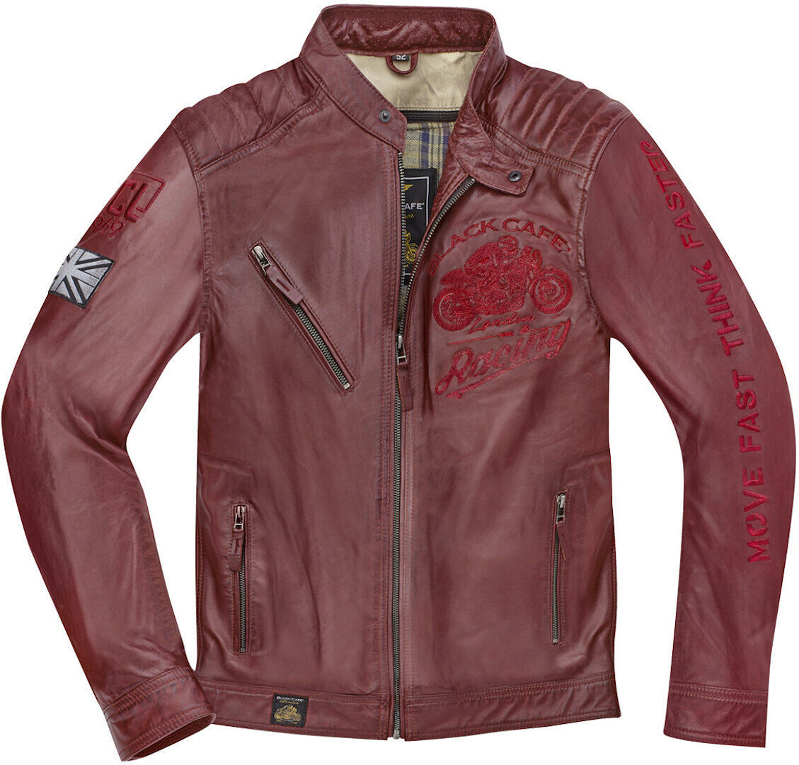 Black-Cafe London Istanbul Veste en cuir de moto Rouge 52