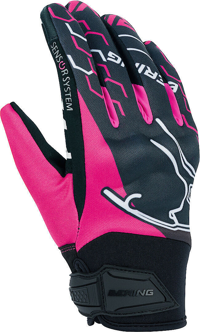 Bering Walshe Gants de moto dames Noir Rose 2XL