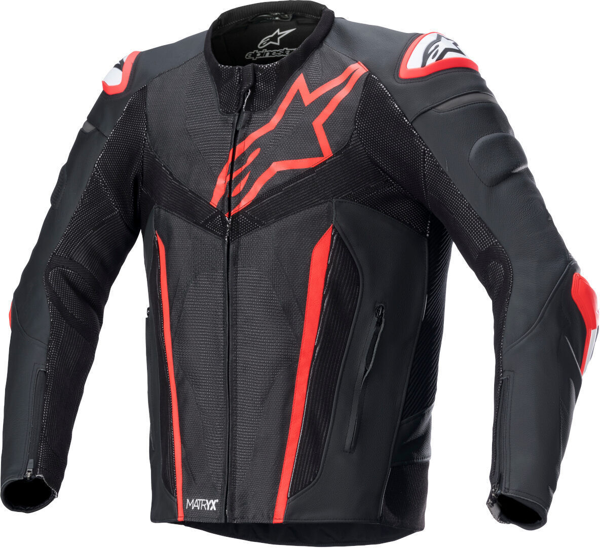 Alpinestars Fusion Veste en cuir de moto Noir Rouge 58