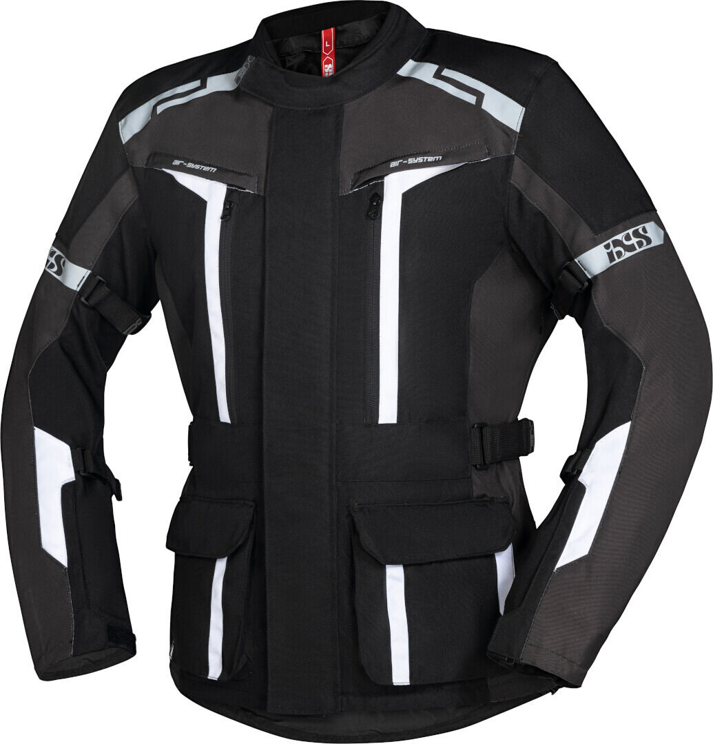 IXS Evans-ST 2.0 Veste textile de moto Noir Gris Blanc 3XL