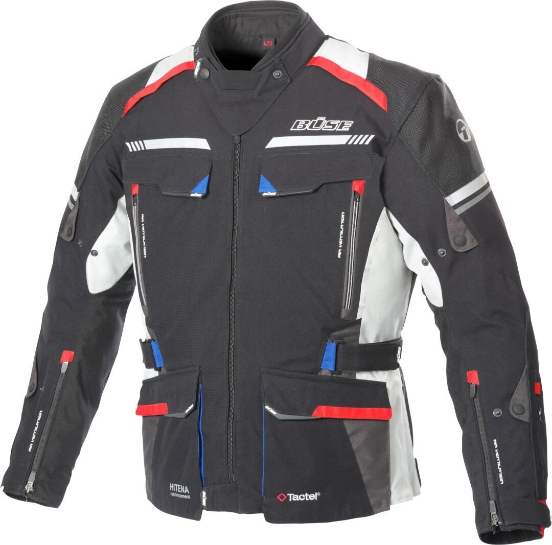 Büse Highland 2 Veste textile de moto Noir Gris Rouge 58