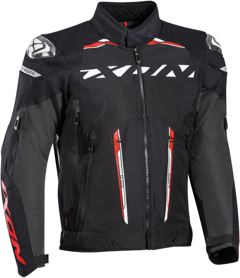 Ixon Blaster Veste textile de moto Noir Blanc Rouge L