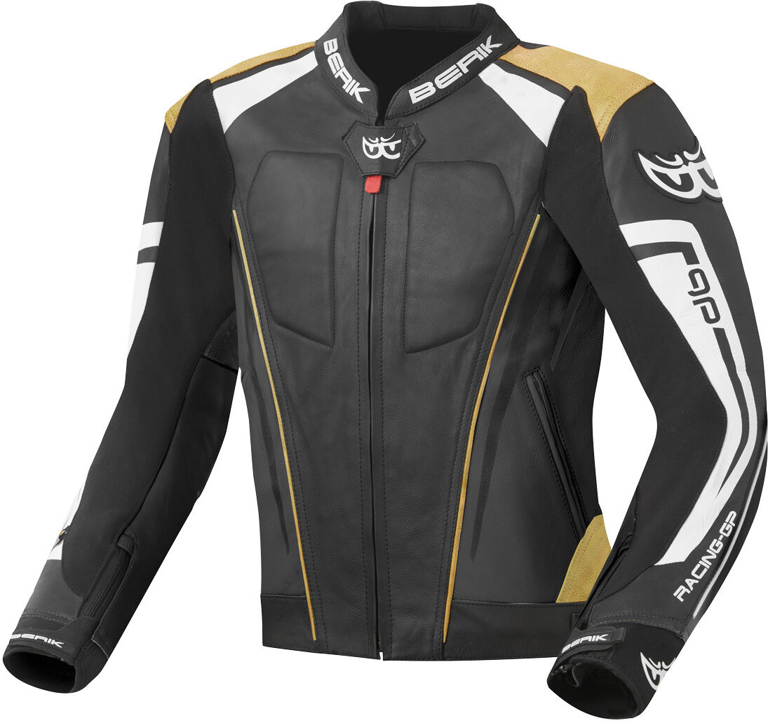 Berik Striper Evo Veste en cuir de moto Noir Brun 52