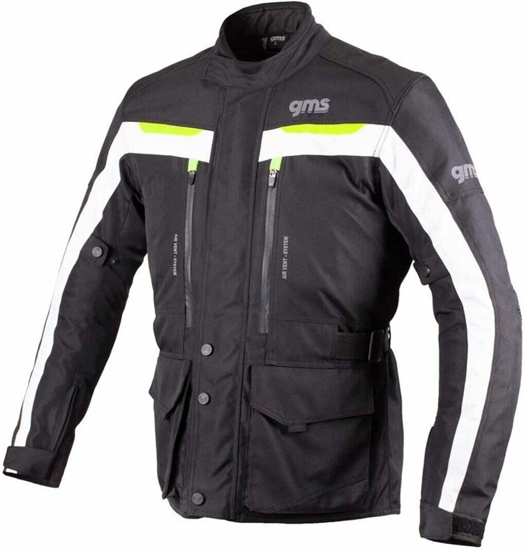 GMS Gear Veste textile de moto Noir Blanc Jaune 3XL