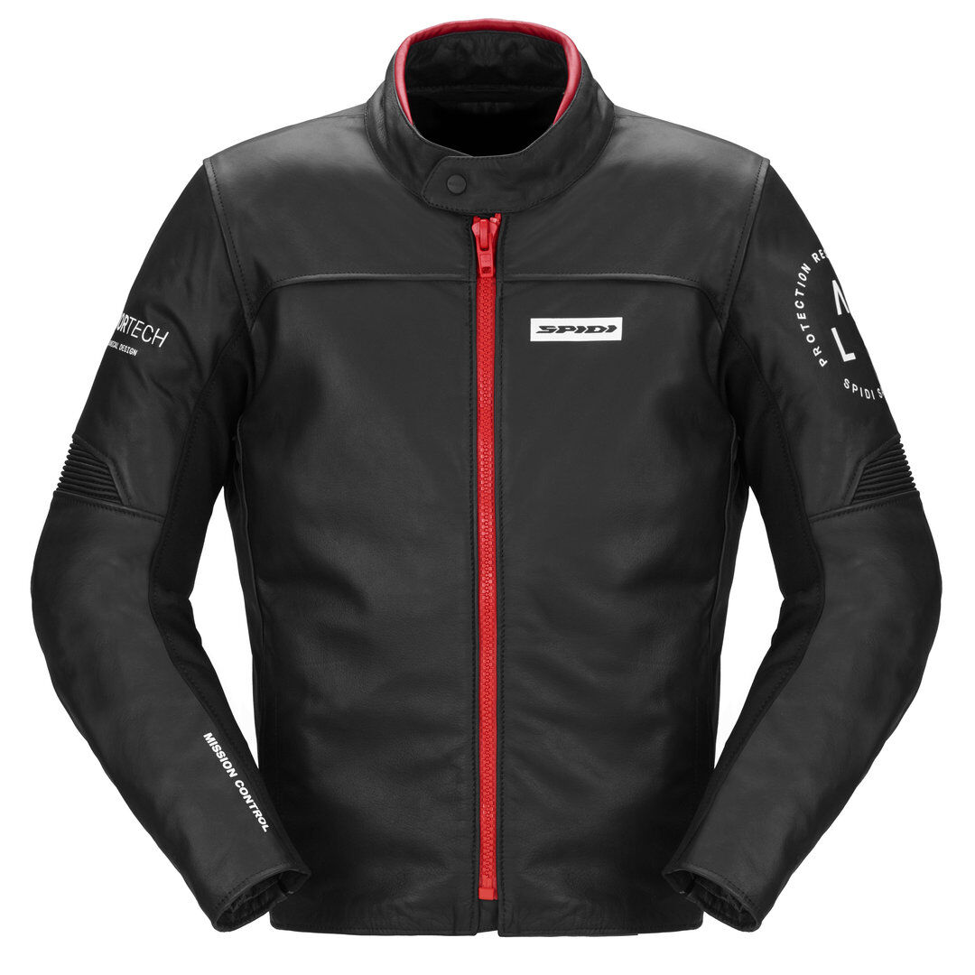 Spidi Genesis Veste en cuir de moto Noir Rouge 54