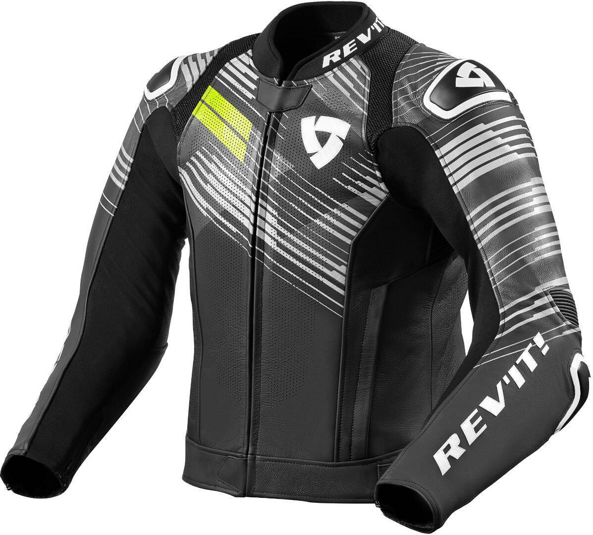 Revit Apex Veste en cuir de moto Noir Blanc Jaune 54