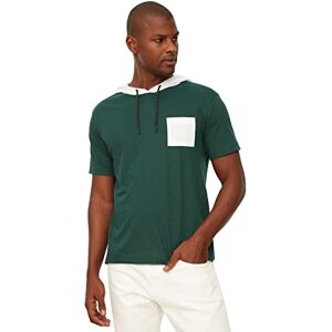 TRENDYOL Men's HÄNDE Lange FIT-Kapuzen-GARNILI Tshirt T-Shirt, Emerald Green, Small