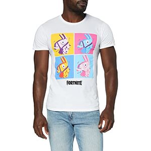 Fortnite Llama Pop Art T Shirt, Adultes, S-2XL, Weiß, Offizielle Handelsware