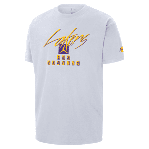 Los Angeles Lakers Courtside Statement Edition Jordan Max90 NBA-T-Shirt für Herren - Weiß - M