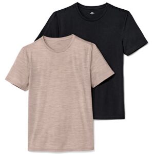 Tchibo - 2 T-Shirts mit Merinowolle - Schwarz/Meliert - Gr.: M Polyester 1x M