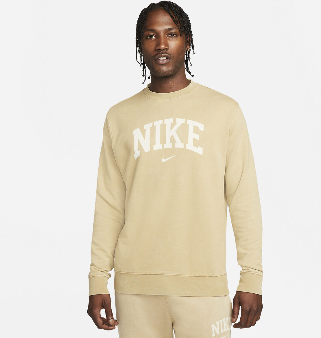 NIKE Sweatshirt Arch, runder Ausschnitt ROT;BEIGE