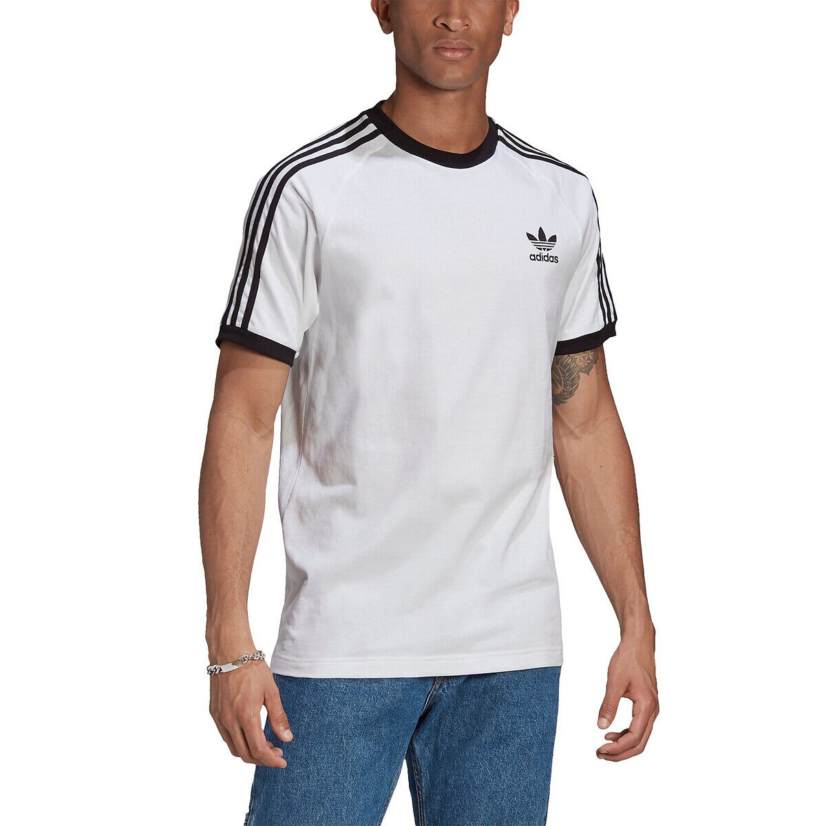 Adidas T-Shirt mit drei Streifen WEISS