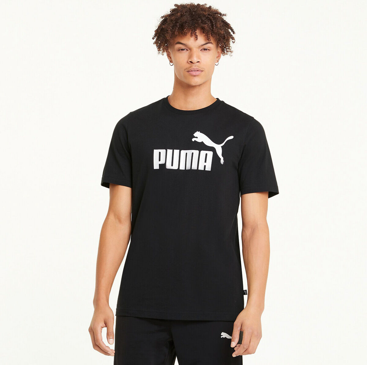 Puma T-Shirt Essentiel, grosses Logo SCHWARZ