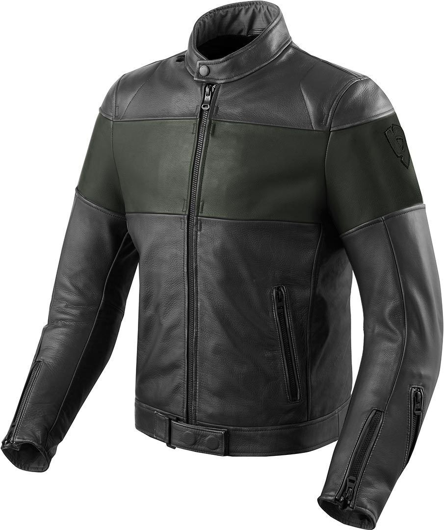 Revit Nova Vintage Motorrad Lederjacke 52 Schwarz Grün