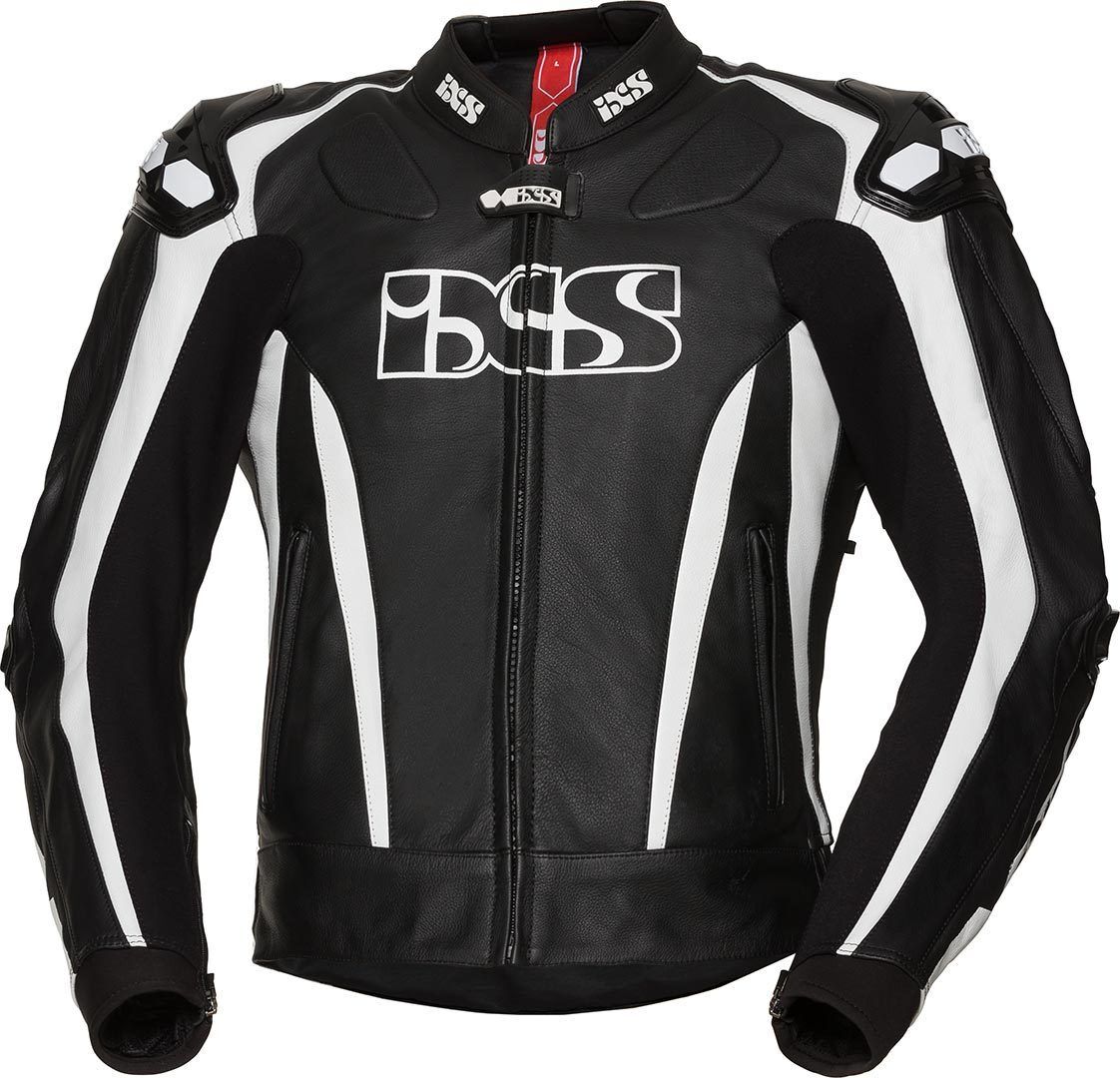 IXS X-Sport LD RS-1000 Motorrad Lederjacke 56 Schwarz Weiss