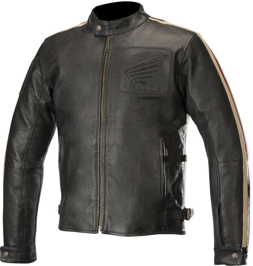 Alpinestars Honda Charlie Motorrad Lederjacke XL Schwarz Rot Beige