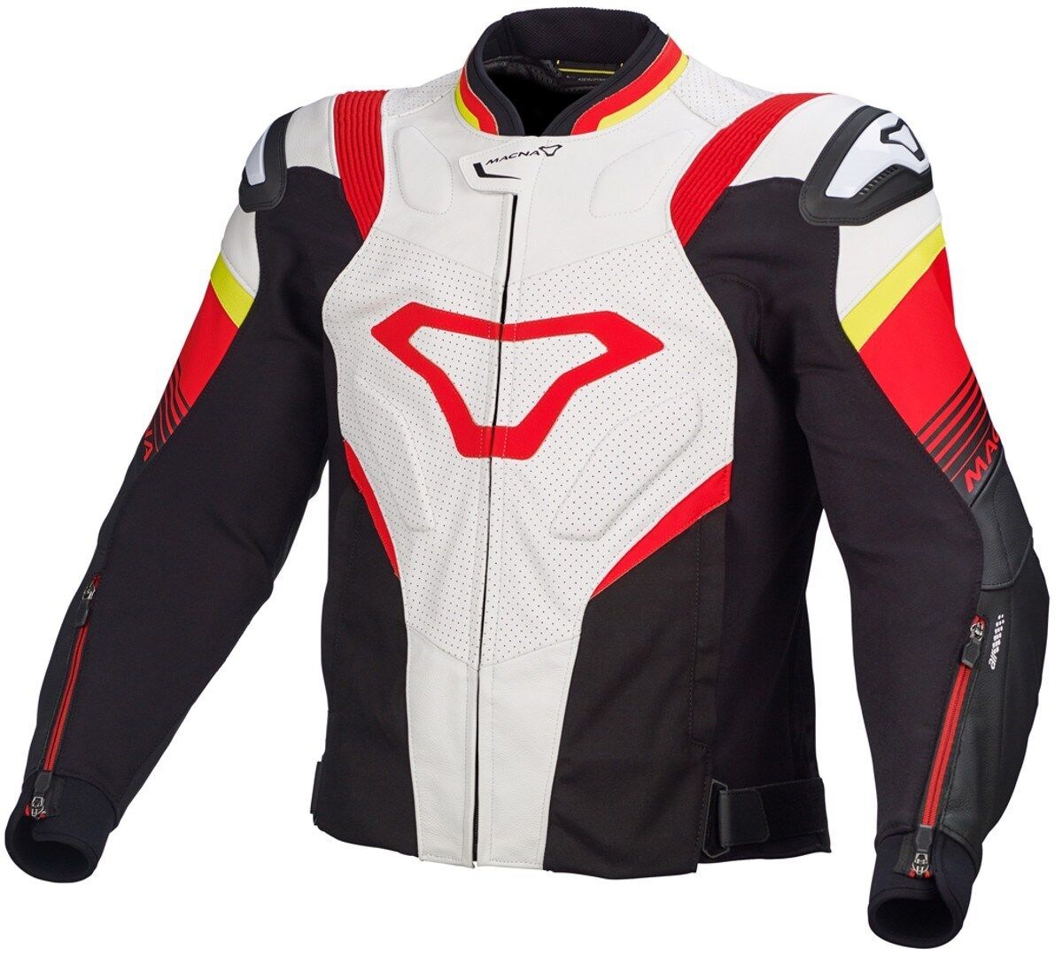 Macna Ripper Motorrad Lederjacke 52 Weiss Rot