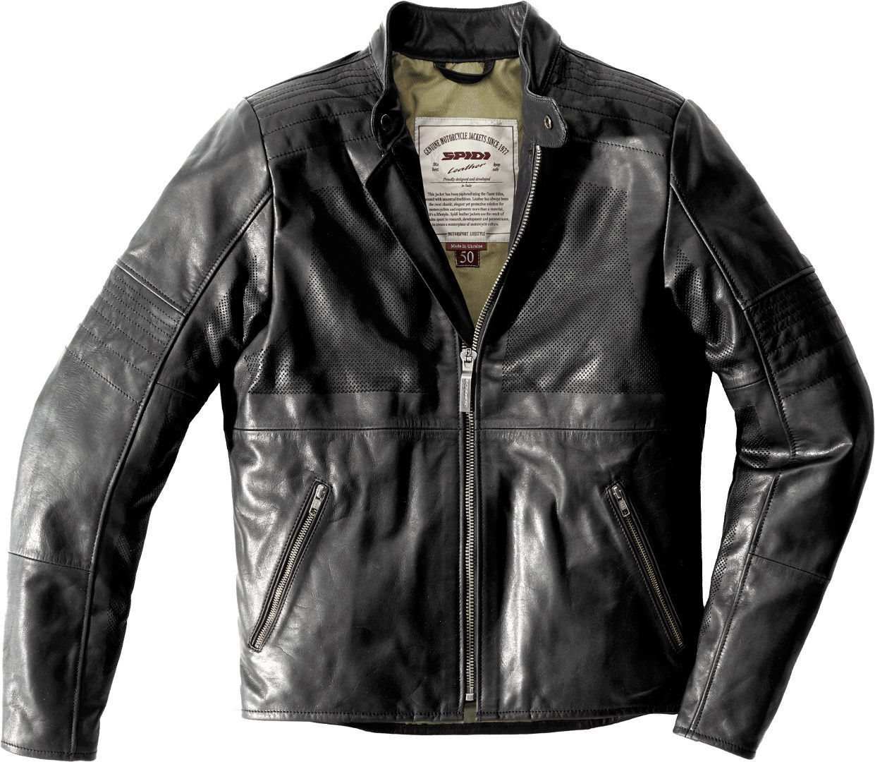 Spidi Garage Perforierte Motorrad Lederjacke 52 Schwarz