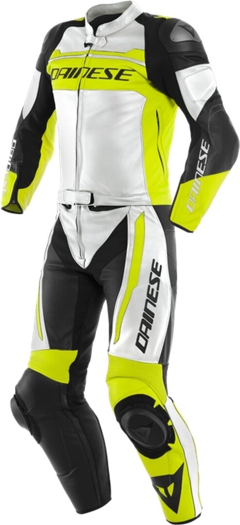 Dainese Mistel 2-Teiler Motorrad Lederkombi 48 Schwarz Weiss Gelb