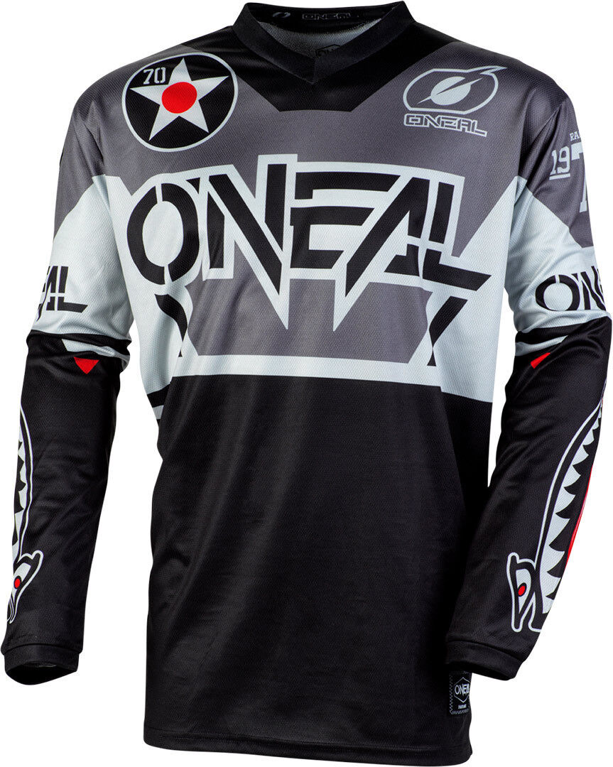 Oneal Element Warhawk Motocross Jersey M Schwarz Grau