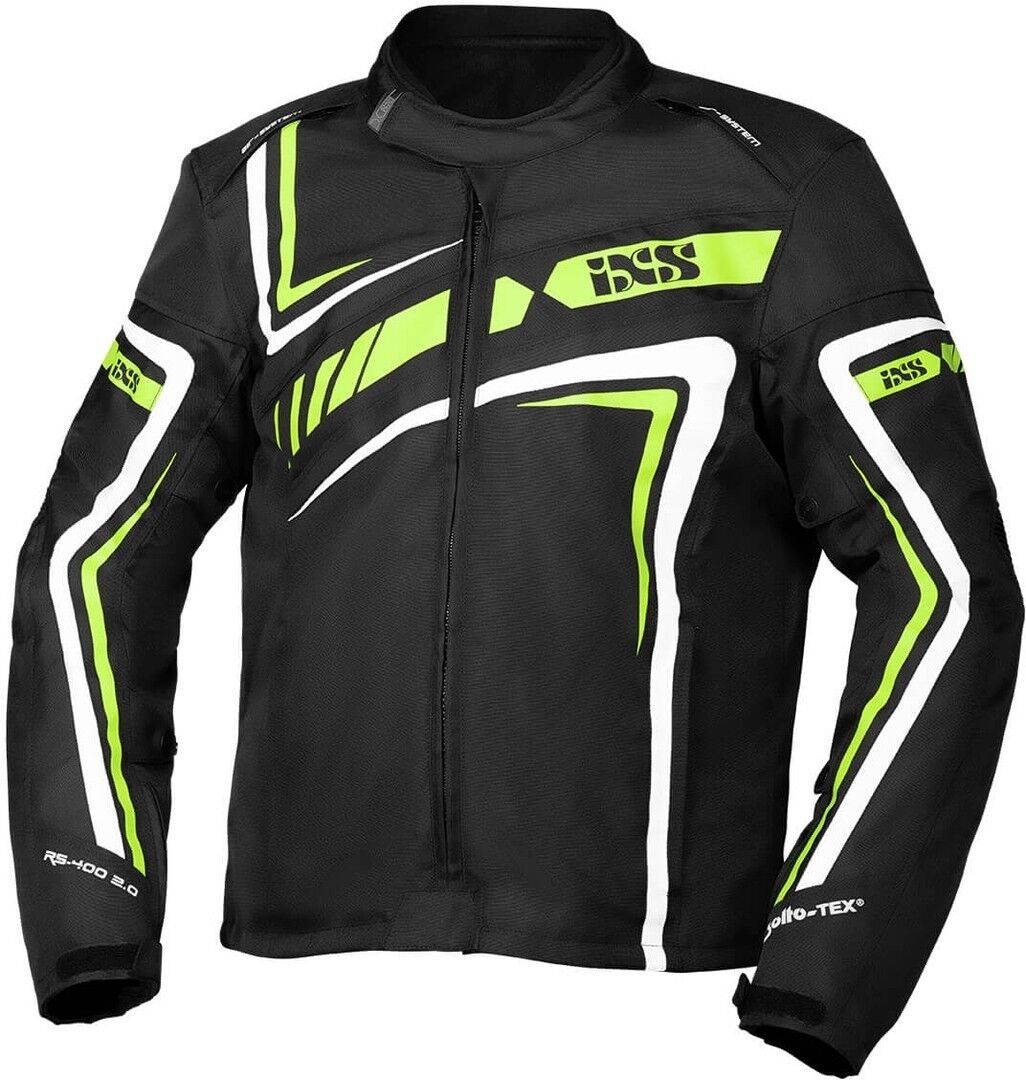 IXS Sport RS-400-ST 2.0 Motorrad Textiljacke 2XL Schwarz Weiss Grün