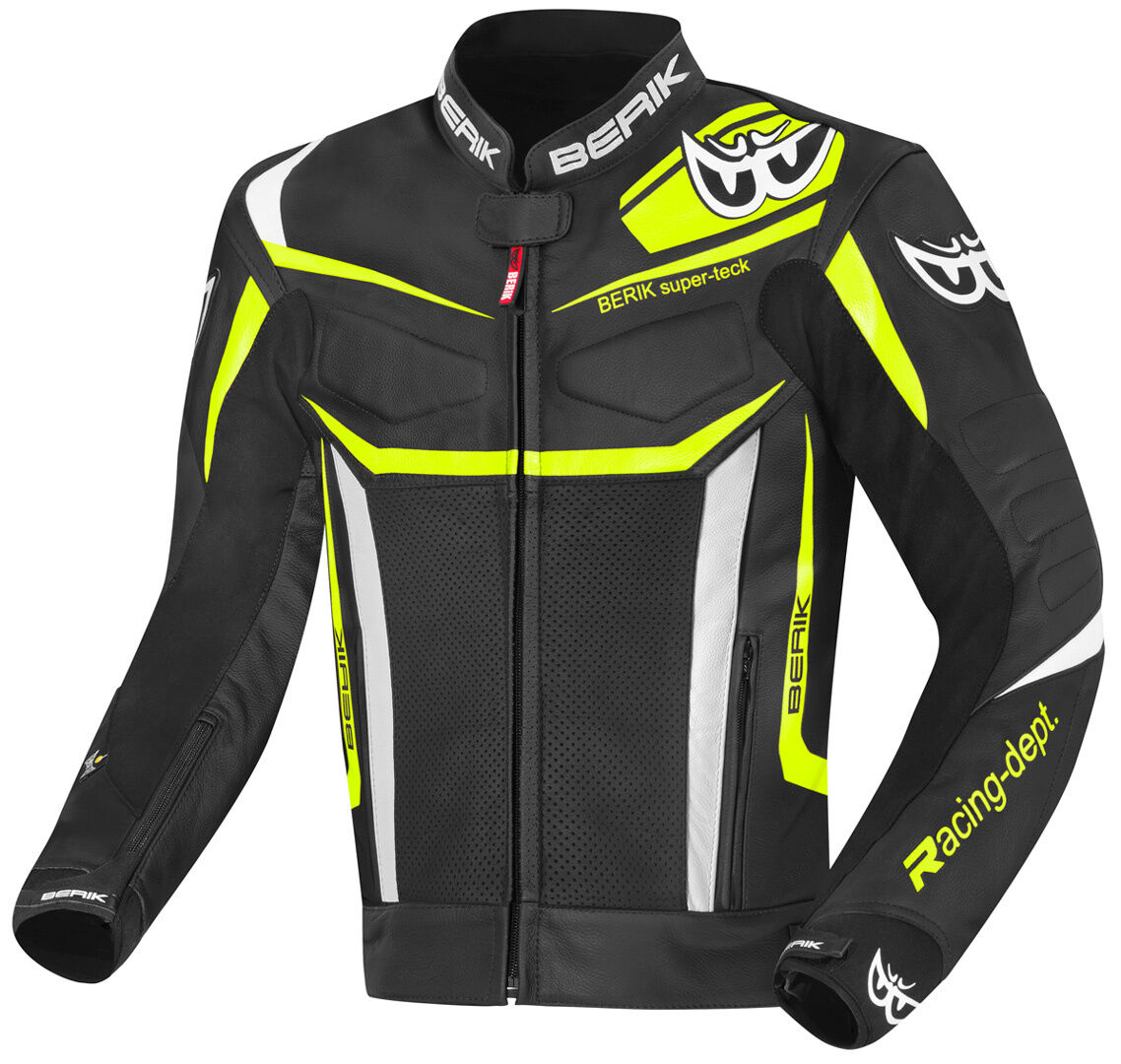 Berik Zacura EVO Motorrad Lederjacke 48 Schwarz Weiss Gelb