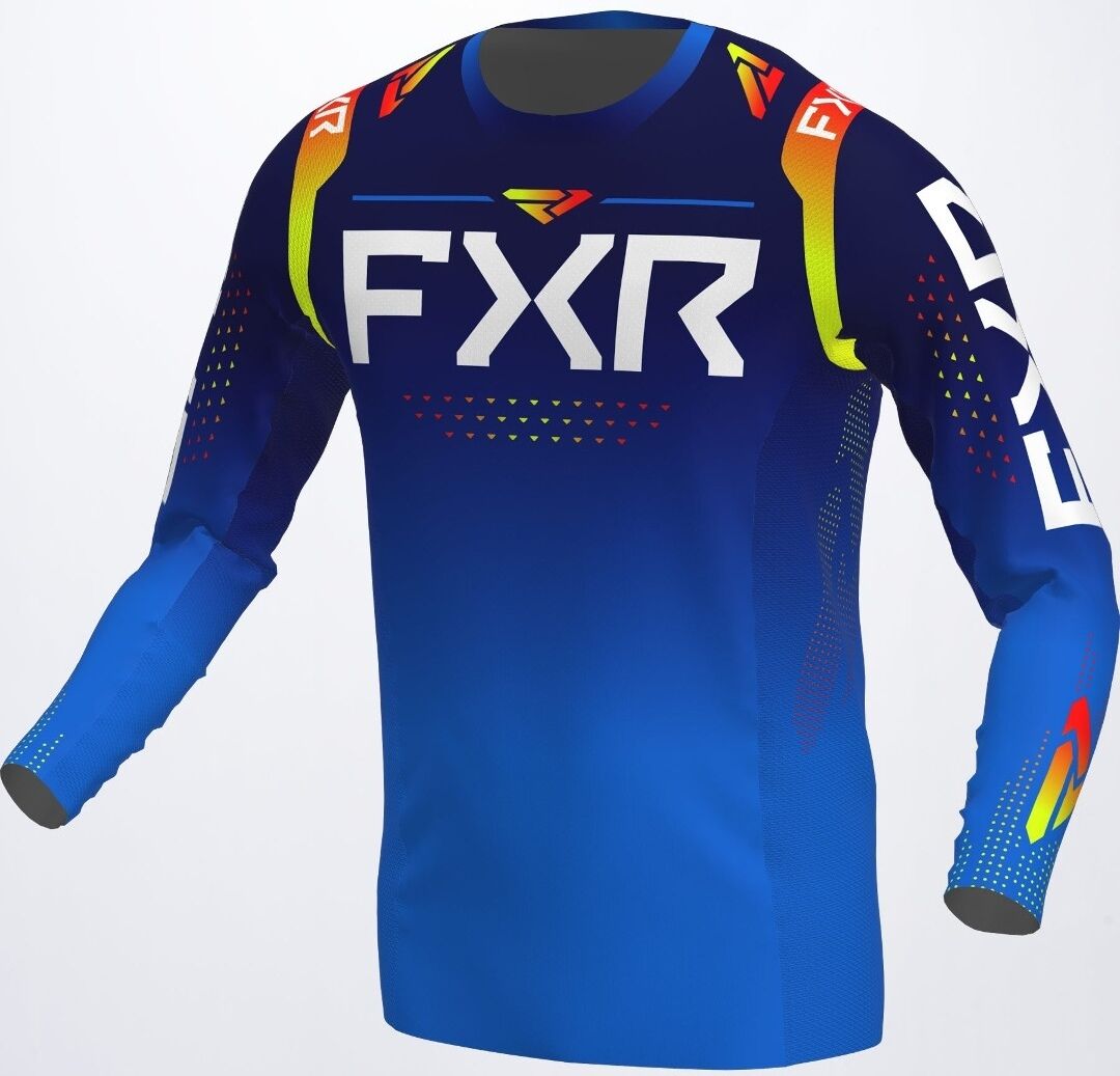 FXR Helium RaceDiv Motocross Jersey M Weiss Blau Gelb