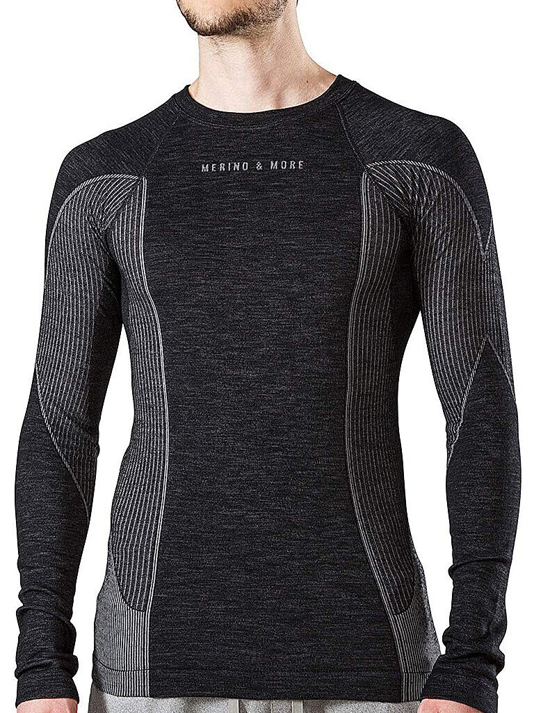 MERINO & MORE Herren Funktionsshirt Longsleeve schwarz   Größe: M   LS 13630 Auf Lager Herren M