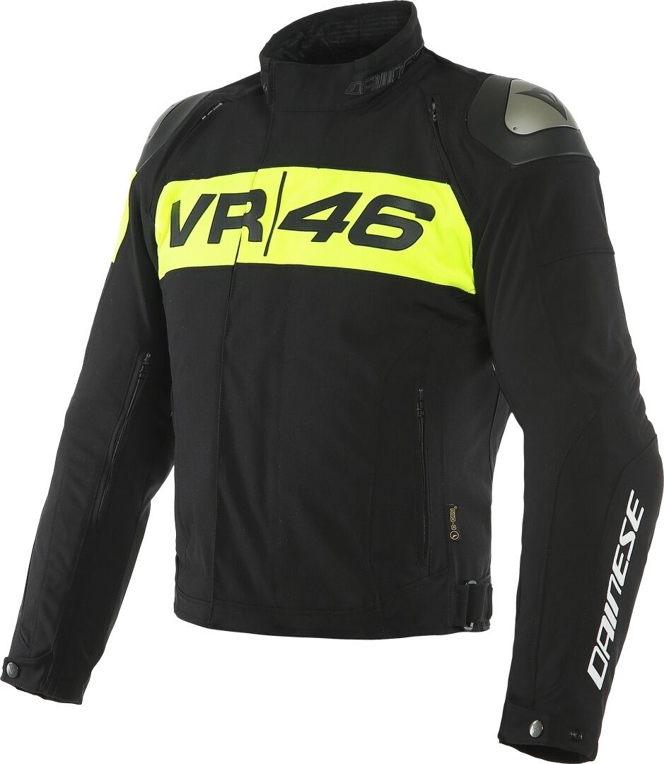 Dainese VR46 Podium D-Dry Nepromokavá motocyklová textilní bunda 46 Černá žlutá