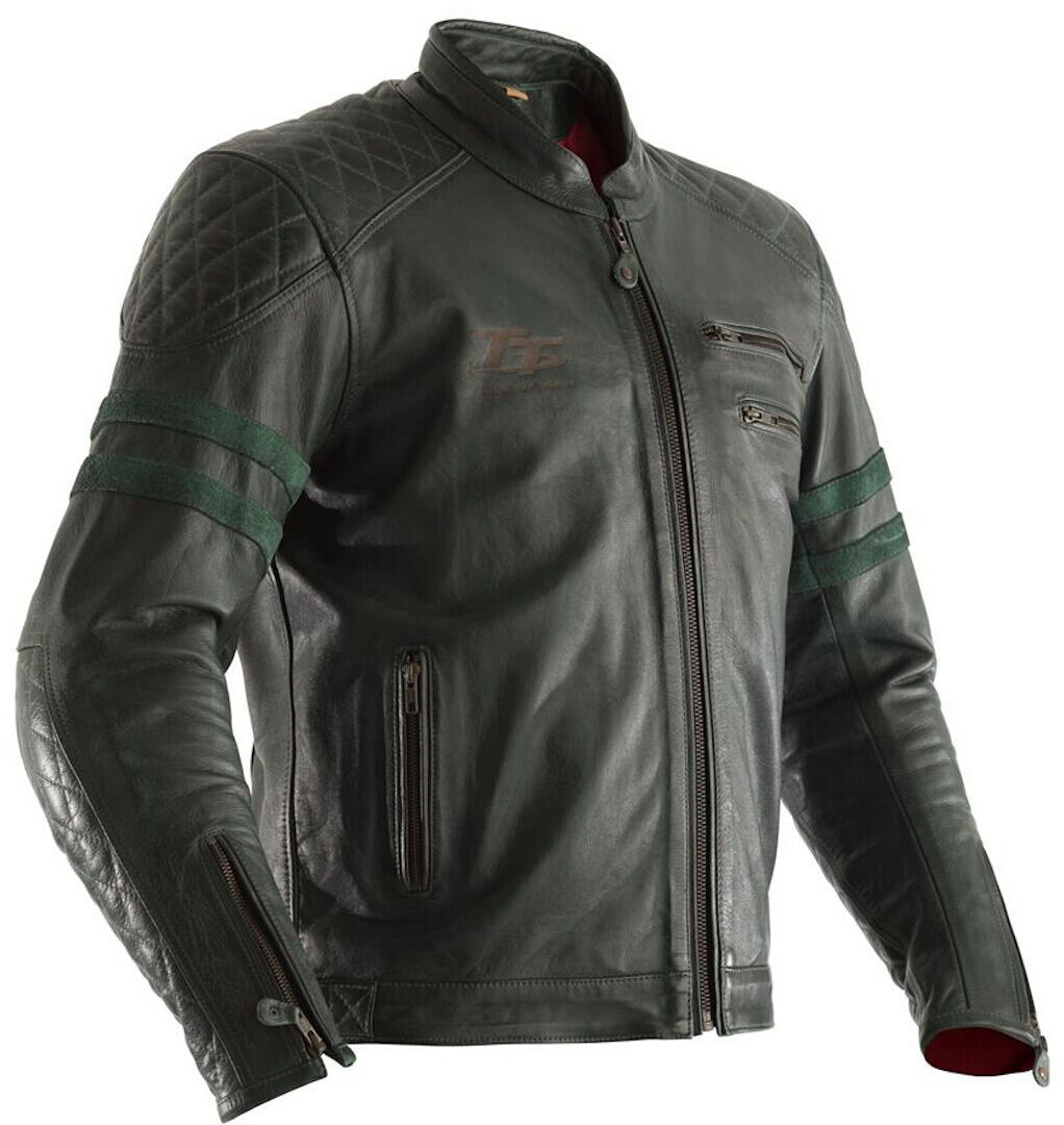 RST IOM TT Hillberry Motorcycle Leather Jacket Motocyklová kožená bunda M Zelená