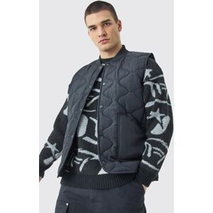 boohooman Mens Tall Onion Quilted Gilet In Black - Schwarz - L, Schwarz