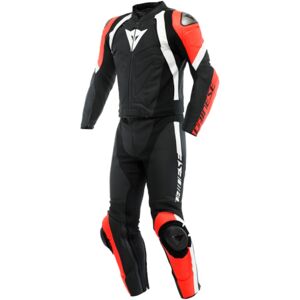 DAINESE Avro 4, 2-piece motor suit, Matt Black-Fluo Red-White