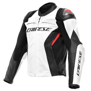 DAINESE Racing 4, Men's leather motorcycle jacket, White-Black