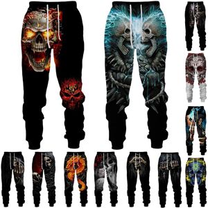 Dh01 S~6xl Plus Size Coole Herrenmode 3d-Schädel-Druckhose Persönlichkeit Lässige Sweathose Jogginghose