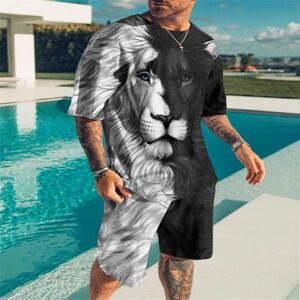 Tip723 Sommer Herrenanzug 3d-Druck Cool Street Übergroßes T-Shirt Brave Liger Sportswear Domineering Fitness Sporthose 2-Teiliges Set