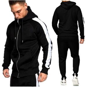 Km21ux Neuer Herren-Mode-2-Teiliger Gestreifter Jogging-Sportanzug-Trainingsanzug Mit Kapuze, Kapuzenpullover, Jacke Und Trainingshose