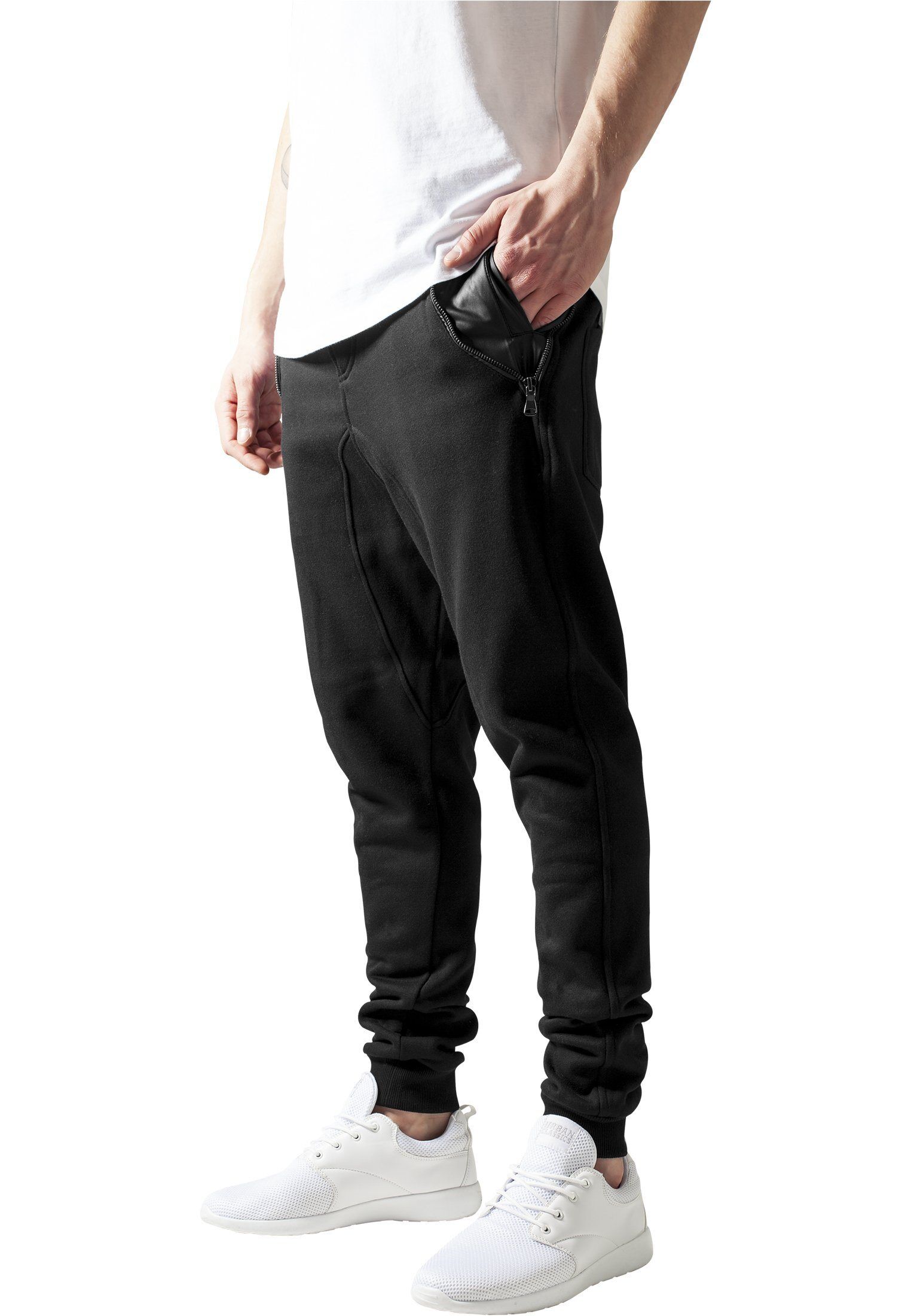 URBAN CLASSICS 5-Pocket-Hose »Side Zip Leather Pocket Sweatpant«, schwarz