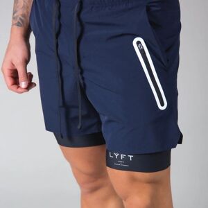 Shoppo Marte LYFT Loose Double Layer Quick-drying Fitness Shorts For Men (Color:Navy Blue Size:L)