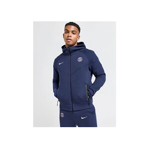 Nike Paris Saint Germain Tech Fleece Full Zip Hoodie, Midnight Navy/White