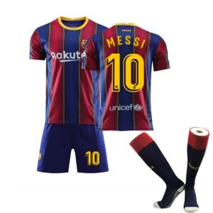 Barcelona trøje 20-21 hjemme og ude nr. 10 Messi spilledragt red blue 160-170cm
