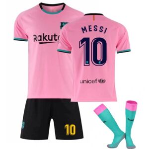 Barcelona trøje 20-21 hjemme og ude nr. 10 Messi spilledragt pink 22  120-130cm