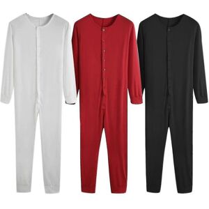 ESTONE Herre One Piece Long Johns Night Pyjamas -HG Black M