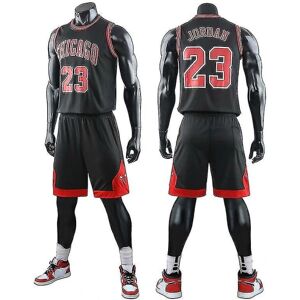 Chicago Bulls Jordan Jersey No.23 Basketball Uniform Sæt til voksne zV - Perfet BlackXXL (170-175cm)