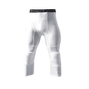 Basketball leggings med knæpude til mænd 3/4 kompressionsbukser Sportsbukser Multi-way White L