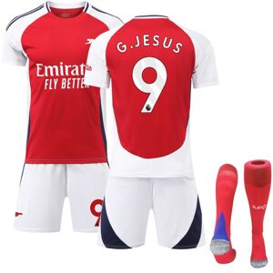 2024-2025 Arsenal Hjemme Børnefodboldtrøje Sæt med Strømper Nr. 9 Jesus Adult S