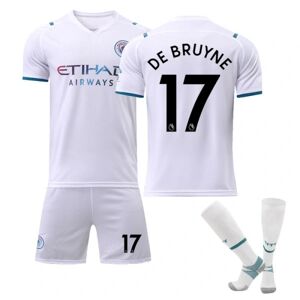 21-22 Manchester City hvid udebane fodboldtrøje nr. 17 De Bruyne trøje børns voksendragt træningsdragt NO.17 DEBRUYNE 24