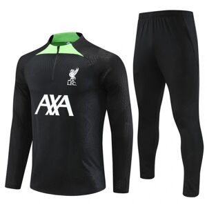 23-24 sæson Liverpool langærmet trøje til voksne og børns fodbolduniform opvarmning langærmet halvtræk træningsuniform black 12