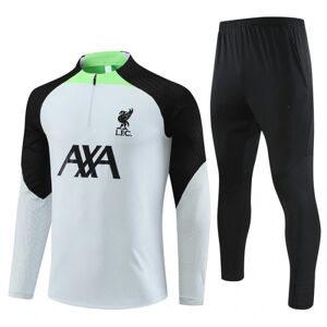 23-24 sæson Liverpool langærmet trøje til voksne og børns fodbolduniform opvarmning langærmet halvtræk træningsuniform light gray 10